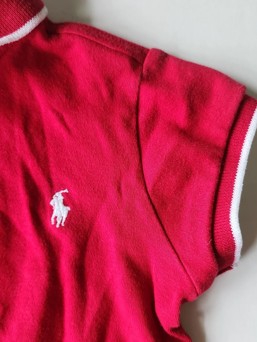 Ralph Lauren Red Girls Polo Dress with White Trim
